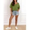 image:imageCicy Bell Womens Oversized Crop TShirts Summer V Neck Short Sleeve Tops Casual Loose Fit Curved Hem Boxy Tee ShirtArmy Green
