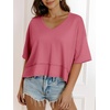 image:imageCicy Bell Womens Oversized Crop TShirts Summer V Neck Short Sleeve Tops Casual Loose Fit Curved Hem Boxy Tee ShirtBean Paste