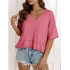 image:imageCicy Bell Womens Oversized Crop TShirts Summer V Neck Short Sleeve Tops Casual Loose Fit Curved Hem Boxy Tee ShirtBean Paste