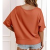 image:imageCicy Bell Womens Oversized Crop TShirts Summer V Neck Short Sleeve Tops Casual Loose Fit Curved Hem Boxy Tee ShirtBrick Red