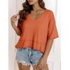 image:imageCicy Bell Womens Oversized Crop TShirts Summer V Neck Short Sleeve Tops Casual Loose Fit Curved Hem Boxy Tee ShirtBrick Red