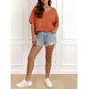 image:imageCicy Bell Womens Oversized Crop TShirts Summer V Neck Short Sleeve Tops Casual Loose Fit Curved Hem Boxy Tee ShirtBrick Red
