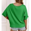 image:imageCicy Bell Womens Oversized Crop TShirts Summer V Neck Short Sleeve Tops Casual Loose Fit Curved Hem Boxy Tee ShirtGreen