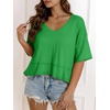 image:imageCicy Bell Womens Oversized Crop TShirts Summer V Neck Short Sleeve Tops Casual Loose Fit Curved Hem Boxy Tee ShirtGreen