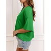 image:imageCicy Bell Womens Oversized Crop TShirts Summer V Neck Short Sleeve Tops Casual Loose Fit Curved Hem Boxy Tee ShirtGreen