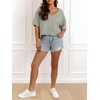 image:imageCicy Bell Womens Oversized Crop TShirts Summer V Neck Short Sleeve Tops Casual Loose Fit Curved Hem Boxy Tee ShirtGrey