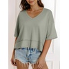image:imageCicy Bell Womens Oversized Crop TShirts Summer V Neck Short Sleeve Tops Casual Loose Fit Curved Hem Boxy Tee ShirtGrey