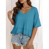 image:imageCicy Bell Womens Oversized Crop TShirts Summer V Neck Short Sleeve Tops Casual Loose Fit Curved Hem Boxy Tee ShirtLake Blue