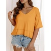image:imageCicy Bell Womens Oversized Crop TShirts Summer V Neck Short Sleeve Tops Casual Loose Fit Curved Hem Boxy Tee ShirtMustard