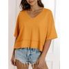 image:imageCicy Bell Womens Oversized Crop TShirts Summer V Neck Short Sleeve Tops Casual Loose Fit Curved Hem Boxy Tee ShirtMustard