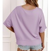 image:imageCicy Bell Womens Oversized Crop TShirts Summer V Neck Short Sleeve Tops Casual Loose Fit Curved Hem Boxy Tee ShirtPurple