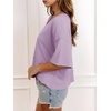 image:imageCicy Bell Womens Oversized Crop TShirts Summer V Neck Short Sleeve Tops Casual Loose Fit Curved Hem Boxy Tee ShirtPurple