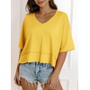 image:imageCicy Bell Womens Oversized Crop TShirts Summer V Neck Short Sleeve Tops Casual Loose Fit Curved Hem Boxy Tee ShirtYellow
