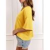 image:imageCicy Bell Womens Oversized Crop TShirts Summer V Neck Short Sleeve Tops Casual Loose Fit Curved Hem Boxy Tee ShirtYellow