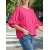 image:imageCicy Bell Womens Puff Sleeve Tops Crew Neck Drop Shoulder Pocket TShirt Summer Casual Tees Loose Fit BlouseRose Red