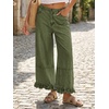 image:imageCicy Bell Womens Ruffle Wide Leg Jeans Cropped Elastic High Waisted Baggy Denim Pants with PocketsArmy Green