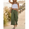 image:imageCicy Bell Womens Ruffle Wide Leg Jeans Cropped Elastic High Waisted Baggy Denim Pants with PocketsArmy Green