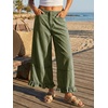 image:imageCicy Bell Womens Ruffle Wide Leg Jeans Cropped Elastic High Waisted Baggy Denim Pants with PocketsArmy Green