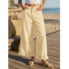 image:imageCicy Bell Womens Ruffle Wide Leg Jeans Cropped Elastic High Waisted Baggy Denim Pants with PocketsBeige