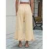 image:imageCicy Bell Womens Ruffle Wide Leg Jeans Cropped Elastic High Waisted Baggy Denim Pants with PocketsBeige
