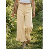 image:imageCicy Bell Womens Ruffle Wide Leg Jeans Cropped Elastic High Waisted Baggy Denim Pants with PocketsBeige