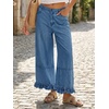 image:imageCicy Bell Womens Ruffle Wide Leg Jeans Cropped Elastic High Waisted Baggy Denim Pants with PocketsCowboy Blue