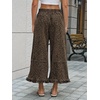 image:imageCicy Bell Womens Ruffle Wide Leg Jeans Cropped Elastic High Waisted Baggy Denim Pants with PocketsLeopard
