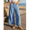 image:imageCicy Bell Womens Ruffle Wide Leg Jeans Cropped Elastic High Waisted Baggy Denim Pants with PocketsSky Blue