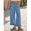 image:imageCicy Bell Womens Ruffle Wide Leg Jeans Cropped Elastic High Waisted Baggy Denim Pants with PocketsSky Blue