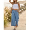 image:imageCicy Bell Womens Ruffle Wide Leg Jeans Cropped Elastic High Waisted Baggy Denim Pants with PocketsSky Blue