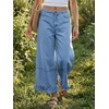 image:imageCicy Bell Womens Ruffle Wide Leg Jeans Cropped Elastic High Waisted Baggy Denim Pants with PocketsSky Blue