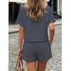 image:imageCicy Bell Womens Striped 2 Piece Short Sets Summer Short Sleeve Collared V Neck Cropped Tops Vacation Casual Lounge OutfitsNavy