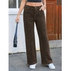 image:imageCicy Bell Womens Wide Leg Jeans High Waisted Baggy Stretchy Front Seam Denim Pants with PocketsBrown Leopard Print