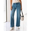 image:imageCicy Bell Womens Wide Leg Jeans High Waisted Baggy Stretchy Front Seam Denim Pants with PocketsDark Blue