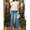 image:imageCicy Bell Womens Wide Leg Jeans High Waisted Baggy Stretchy Front Seam Denim Pants with PocketsDark Blue