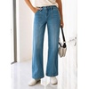 image:imageCicy Bell Womens Wide Leg Jeans High Waisted Baggy Stretchy Front Seam Denim Pants with PocketsDark Blue