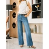 image:imageCicy Bell Womens Wide Leg Jeans High Waisted Baggy Stretchy Front Seam Denim Pants with PocketsDark Blue