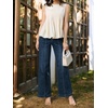 image:imageCicy Bell Womens Wide Leg Jeans High Waisted Baggy Stretchy Front Seam Denim Pants with PocketsNavy Blue