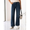 image:imageCicy Bell Womens Wide Leg Jeans High Waisted Baggy Stretchy Front Seam Denim Pants with PocketsNavy Blue