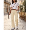 image:imageCicy Bell Womens Wide Leg Pants Summer Baggy Casual Elastic High Waisted Cotton Trousers with PocketsApricot