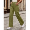 image:imageCicy Bell Womens Wide Leg Pants Summer Baggy Casual Elastic High Waisted Cotton Trousers with PocketsArmy Green