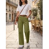 image:imageCicy Bell Womens Wide Leg Pants Summer Baggy Casual Elastic High Waisted Cotton Trousers with PocketsArmy Green