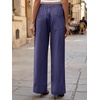 image:imageCicy Bell Womens Wide Leg Pants Summer Baggy Casual Elastic High Waisted Cotton Trousers with PocketsDark Blue