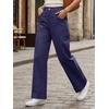 image:imageCicy Bell Womens Wide Leg Pants Summer Baggy Casual Elastic High Waisted Cotton Trousers with PocketsDark Blue