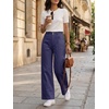 image:imageCicy Bell Womens Wide Leg Pants Summer Baggy Casual Elastic High Waisted Cotton Trousers with PocketsDark Blue
