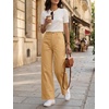 image:imageCicy Bell Womens Wide Leg Pants Summer Baggy Casual Elastic High Waisted Cotton Trousers with PocketsLight Brown