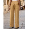 image:imageCicy Bell Womens Wide Leg Pants Summer Baggy Casual Elastic High Waisted Cotton Trousers with PocketsLight Brown