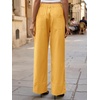 image:imageCicy Bell Womens Wide Leg Pants Summer Baggy Casual Elastic High Waisted Cotton Trousers with PocketsYellow