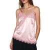 image:imageCicy Bell Women Summer Satin Cami Tops Spaghetti Strap Lace V Neck Cute Camisole Party Pajamas Asymmetrical Hem Tank TopsPink