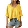 image:imageCicy Bell Womens Oversized Crop TShirts Summer V Neck Short Sleeve Tops Casual Loose Fit Curved Hem Boxy Tee ShirtYellow